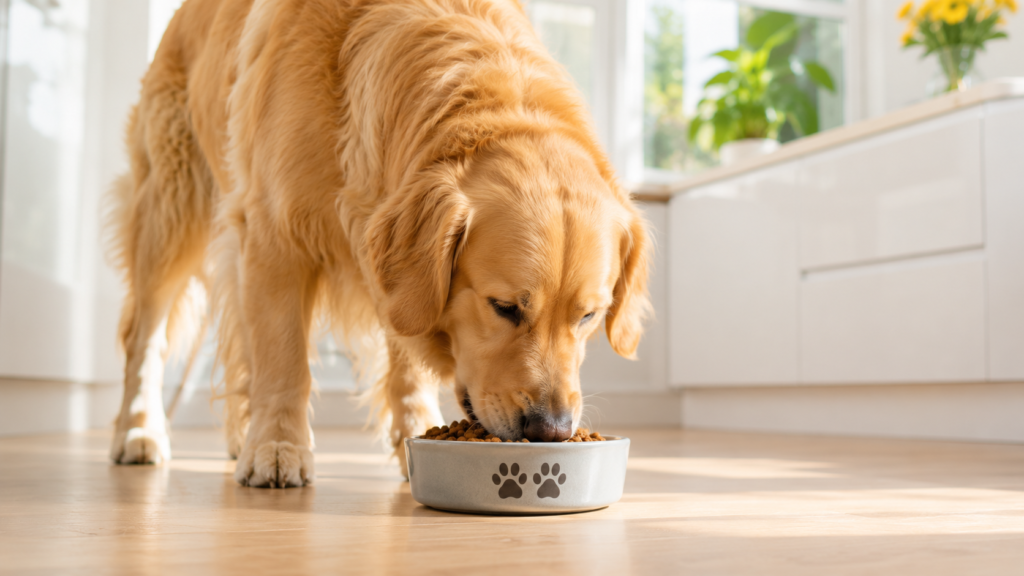  Perro sano comiendo el mejor pienso para perros