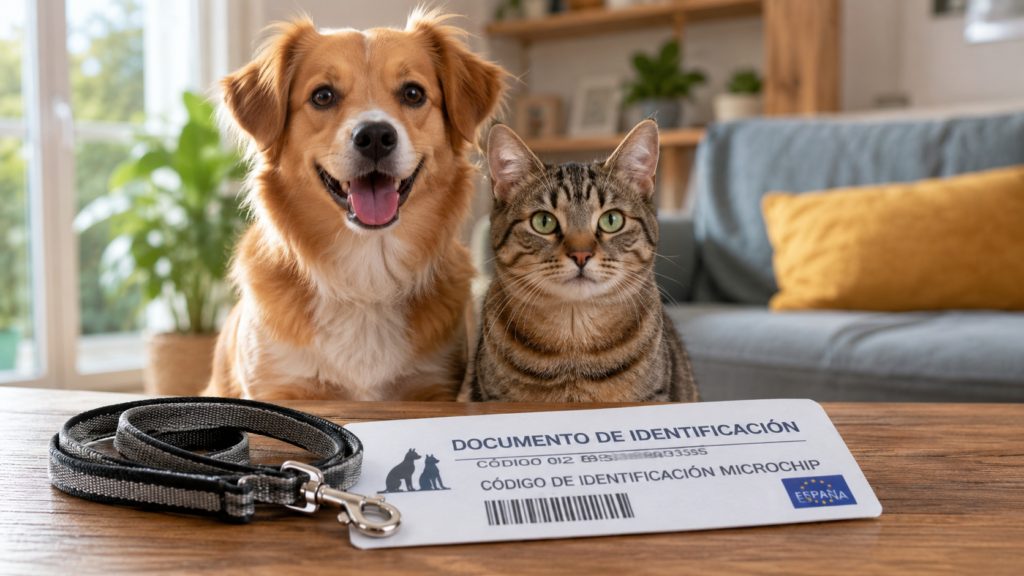 Ley de bienestar animal: perro y gato con documentación de identificación