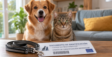 Ley de bienestar animal: perro y gato con documentación de identificación