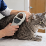 Censo obligatorio de gatos: lectura del microchip de un gato en el veterinario