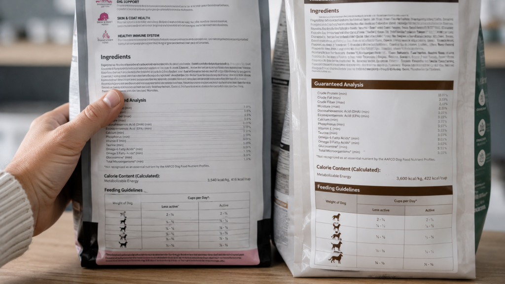 Comparar la etiqueta de ingredientes del pienso de veterinario